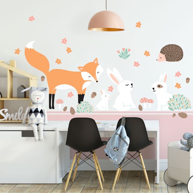 Wall stickers animals Forest Friends with hare hedgehog and fox