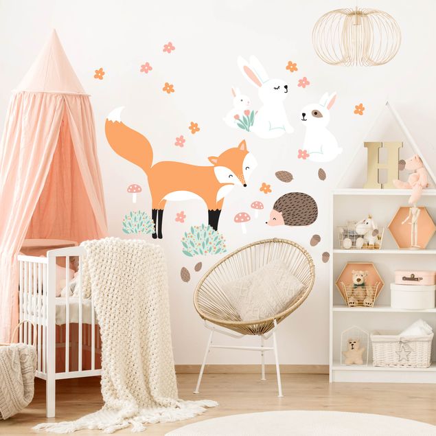 Wall sticker - Forest Friends with hare hedgehog and fox