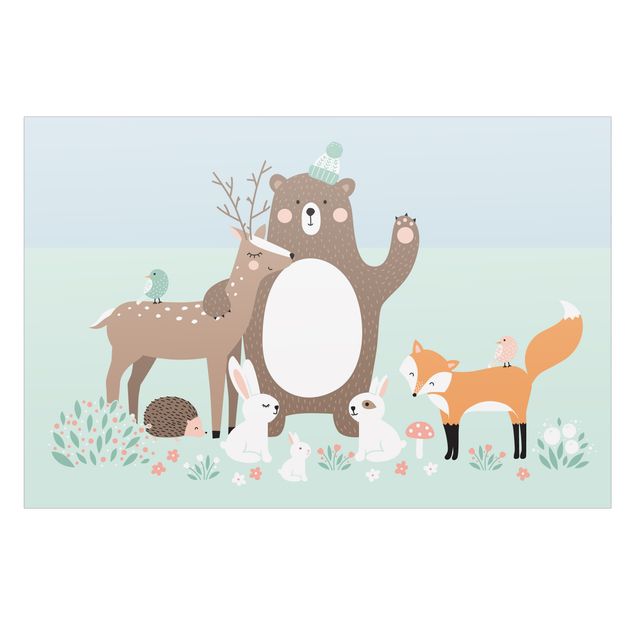 Window decoration - Forest Friends with forest animals blue