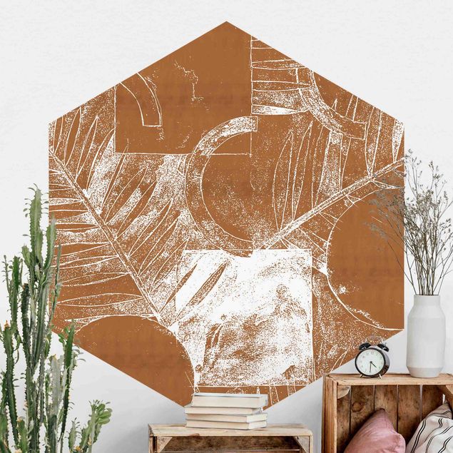 Hexagonal wallpapers Shapes And Leaves Copper II
