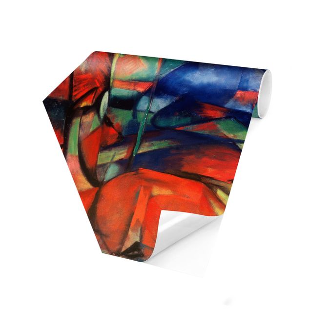 Self-adhesive hexagonal pattern wallpaper - Franz Marc - Deer In The Forest