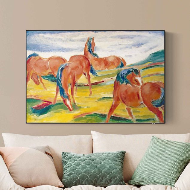 Print with acoustic tension frame system - Franz Marc - Grazing Horses