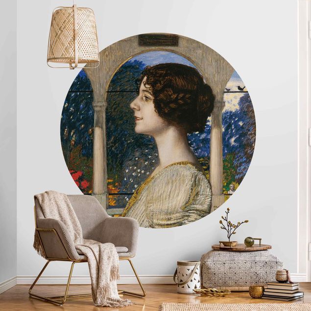 Self-adhesive round wallpaper - Franz Von Stuck - Female Portrait
