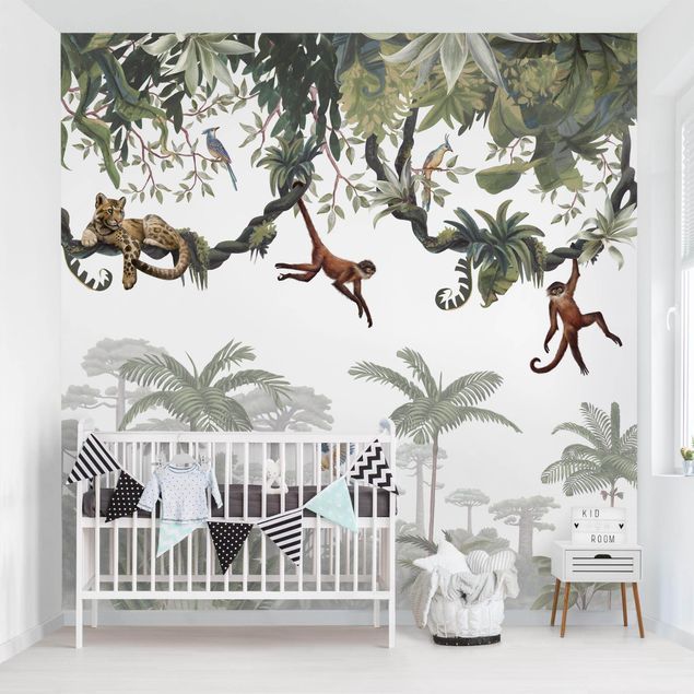 Wallpaper - Cheeky monkeys in tropical canopies