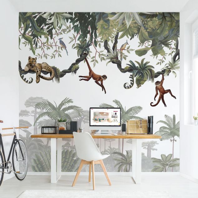 Wallpapers Cheeky monkeys in tropical canopies