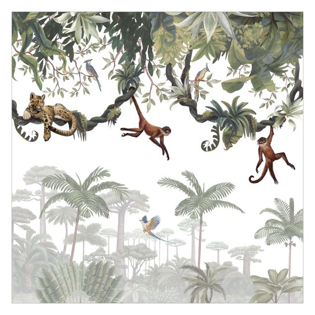 Wallpaper - Cheeky monkeys in tropical canopies