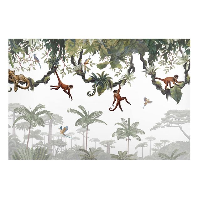Magnetic memo board - Cheeky monkeys in tropical canopies