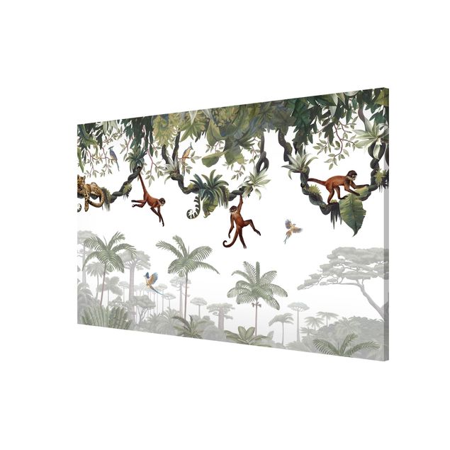 Magnetic memo board - Cheeky monkeys in tropical canopies
