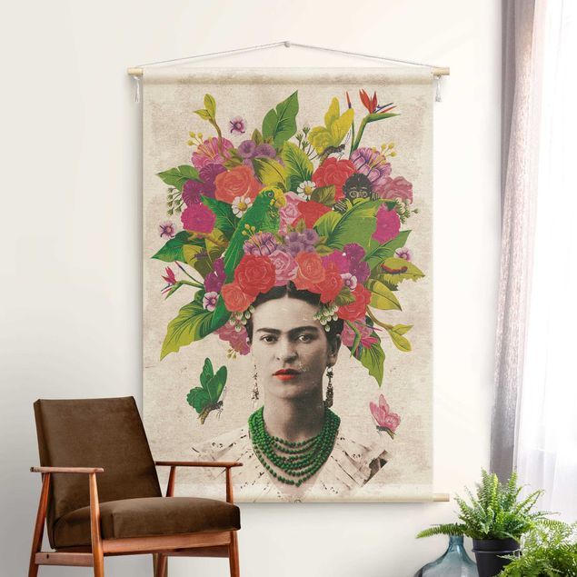 modern wall tapestry Frida Kahlo - Flower Portrait