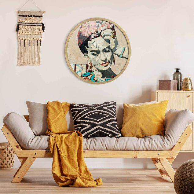 Circular framed print - Frida Kahlo - Collage No.1