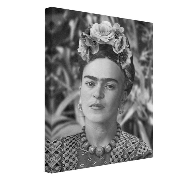 Canvas print - Frida Kahlo Photograph Portrait With Flower Crown - Portrait format 3:4