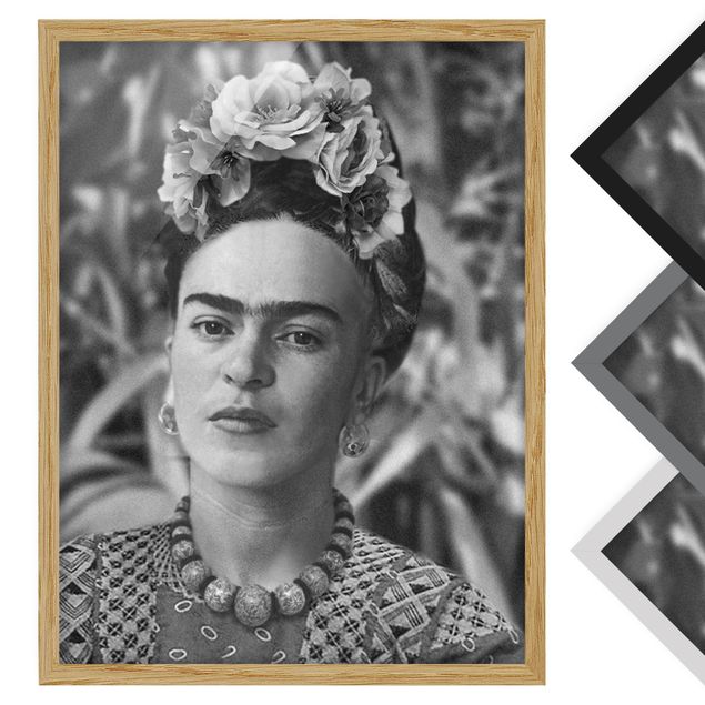 Framed poster - Frida Kahlo Photograph Portrait With Flower Crown