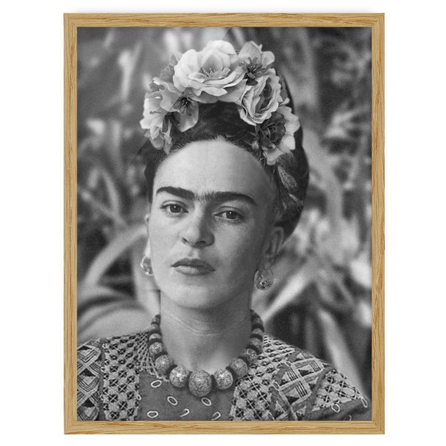 Framed poster - Frida Kahlo Photograph Portrait With Flower Crown