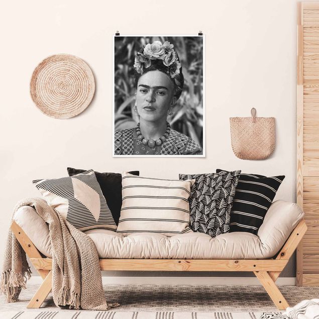 Poster art print - Frida Kahlo Photograph Portrait With Flower Crown