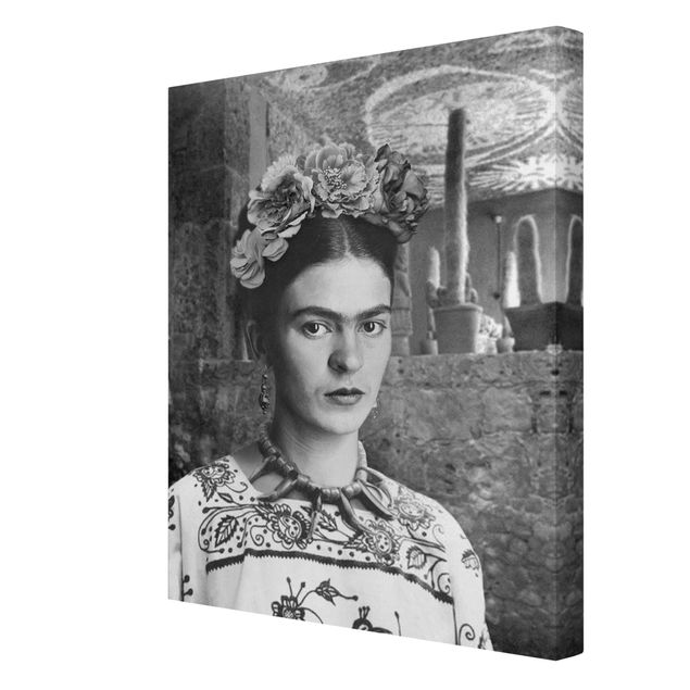 Canvas print - Frida Kahlo Photograph Portrait With Cacti - Portrait format 3:4