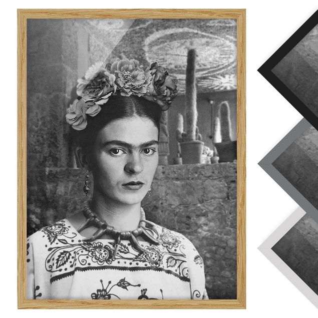 Framed poster - Frida Kahlo Photograph Portrait With Cacti
