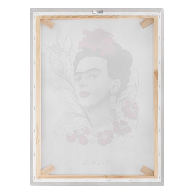 Canvas print - Frida Kahlo Portrait With Flowers - Portrait format 3:4