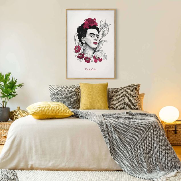 Framed poster - Frida Kahlo Portrait With Flowers