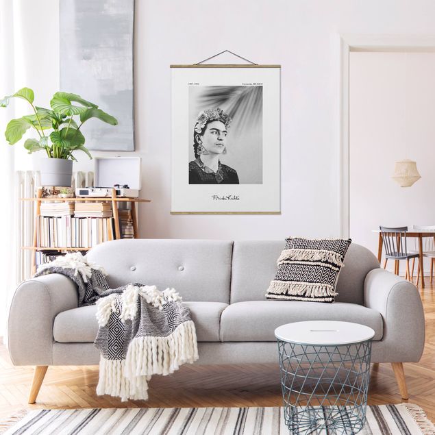 Fabric print with poster hangers - Frida Kahlo Portrait With Jewellery - Portrait format 3:4