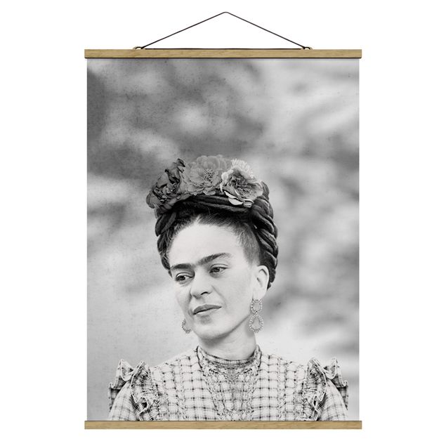 Fabric print with poster hangers - Frida Kahlo Portrait  - Portrait format 3:4