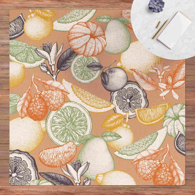 Modern rugs Fresh Vintage Citrus Fruit In Colour