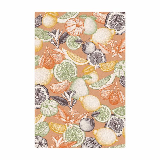 Cork mat - Fresh Vintage Citrus Fruit In Colour - Portrait format 2:3