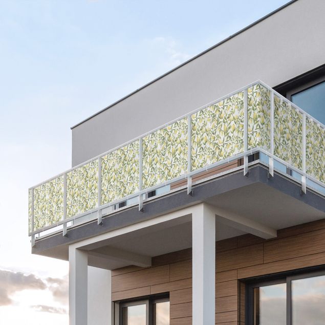 Balcony privacy screen stormproof Fruity Lemons With Leaves II