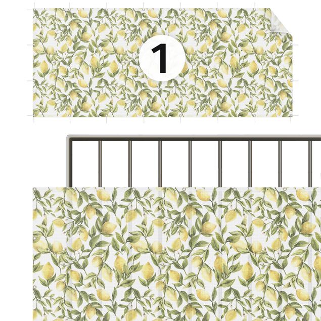 Privacy screen mat Fruity Lemons With Leaves II