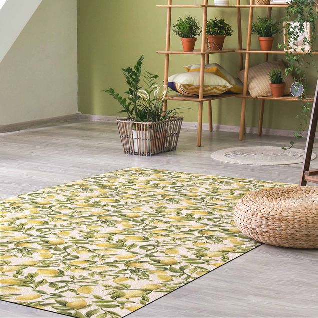 dining room area rugs Fruity Lemons With Leaves