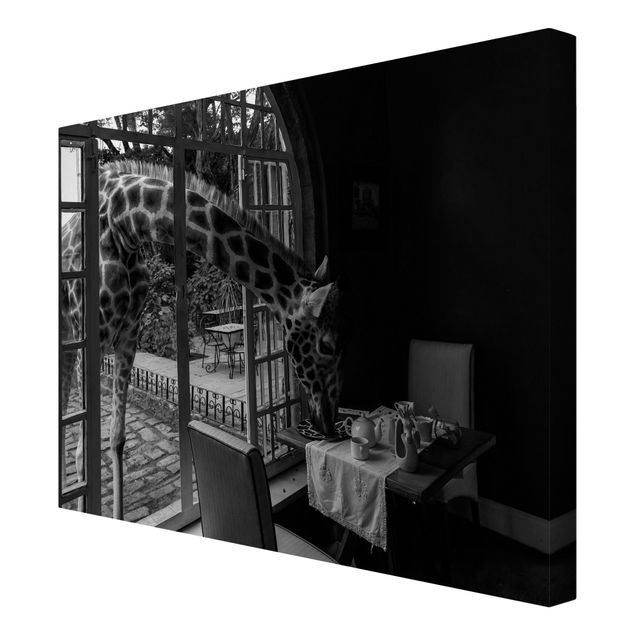 Print on canvas - Breakfast with Giraffe - Landscape format 4:3