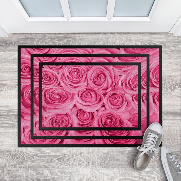 floral area rugs Bed of pink roses