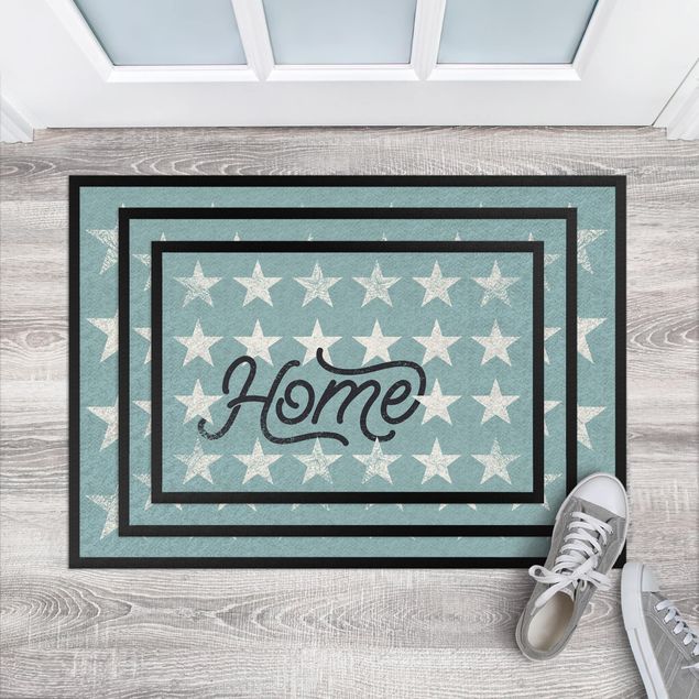 small floor mat Home Stars Turquoise Grey