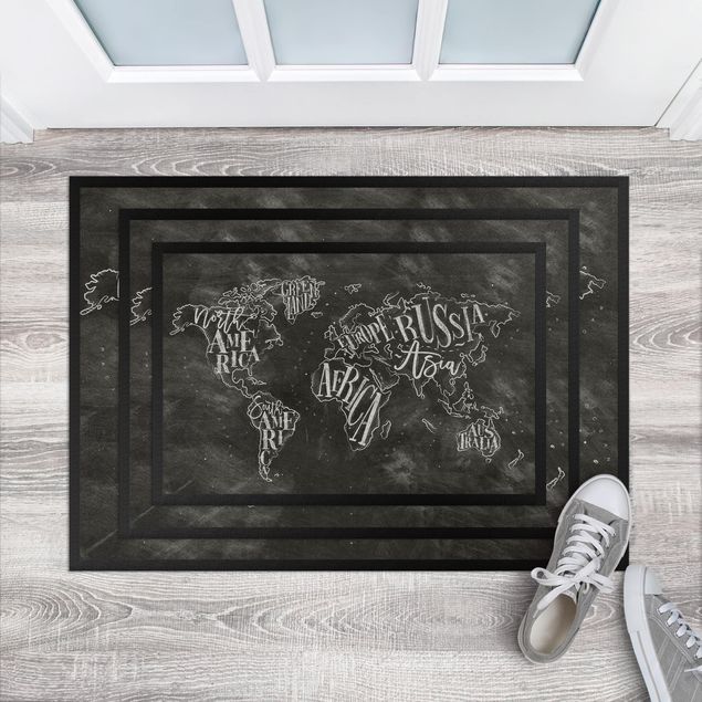 world map area rug Chalk World Map