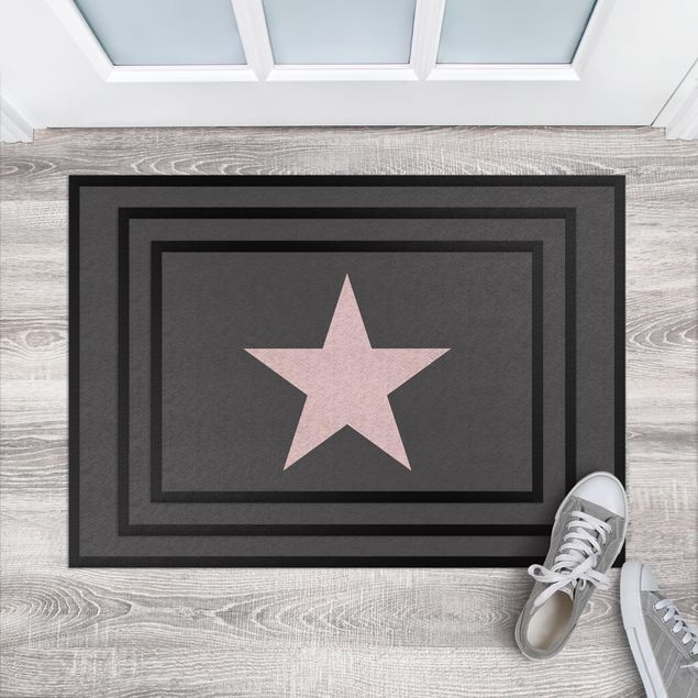 small floor mat Star In Anthracite Rosé