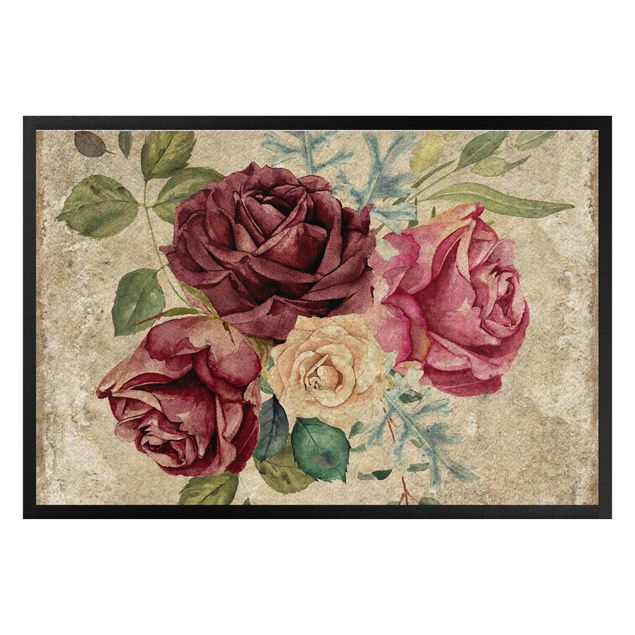 rug tile pattern Vintage Roses And Hydrangeas