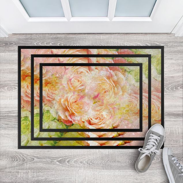 Floral rugs Watercolour Pastel Rose