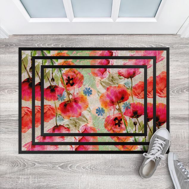 Floral rugs Watercolour Poppies