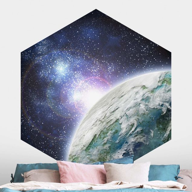 Self-adhesive hexagonal wall mural Galaxy Light