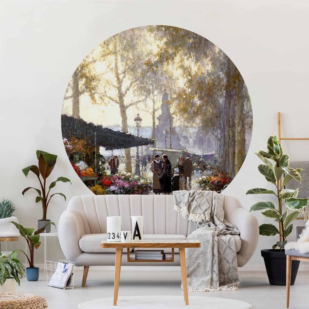 Self-adhesive round wallpaper - Gaston De Latouche - The Flower Market