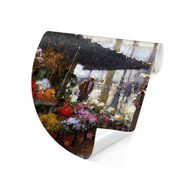 Self-adhesive round wallpaper - Gaston De Latouche - The Flower Market