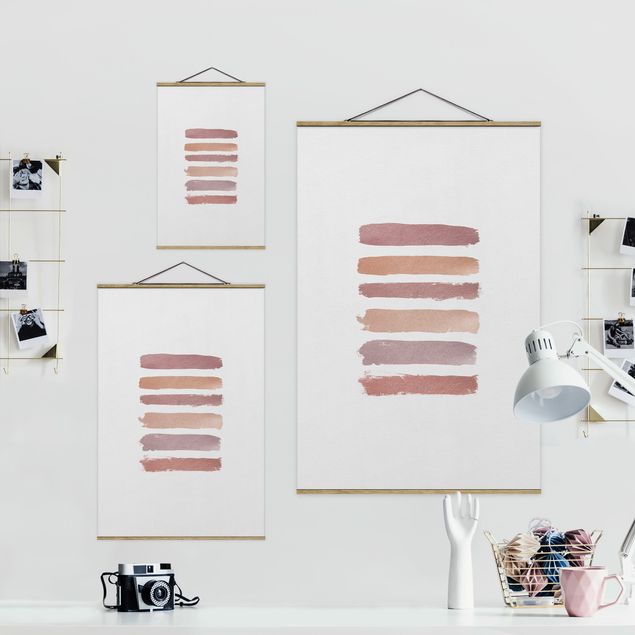 Fabric print with poster hangers - Shades of Pink Stripes - Portrait format 2:3