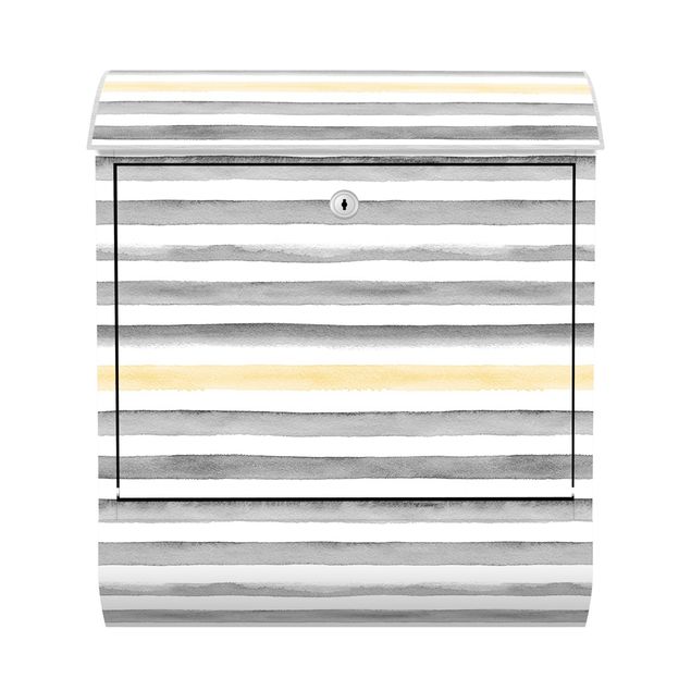 Letterbox - Yellow And Grey Watercolour Stripes