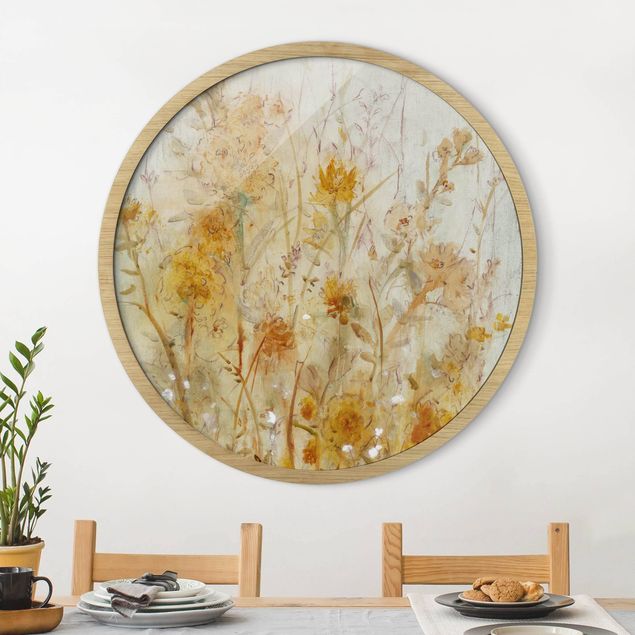 Framed prints round Yellow Meadow Of Wild Flowers