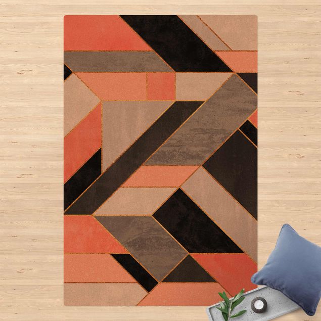 contemporary rugs Geometry Pink And Gold