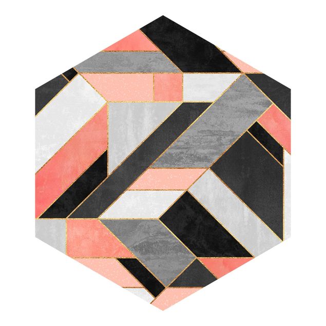 Self-adhesive hexagonal pattern wallpaper - Geometry Pink And Gold