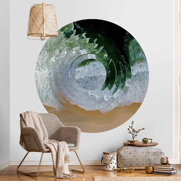 Self-adhesive round wallpaper beach - Geometry Meets Beach