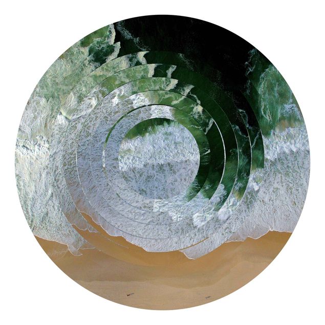 Self-adhesive round wallpaper beach - Geometry Meets Beach