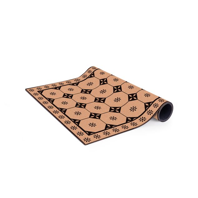 Black and white rugs Geometrical Tiles Cottage Black And White With Border