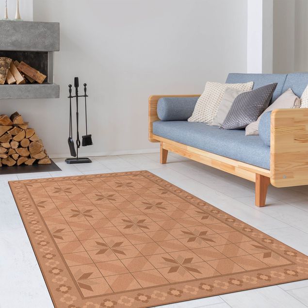 modern area rugs Geometrical Tiles Rhombal Flower Sand With Border