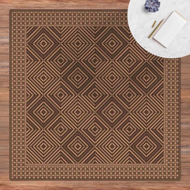 Tile rug Geometrical Tiles Vortex Grey With Mosaic Frame